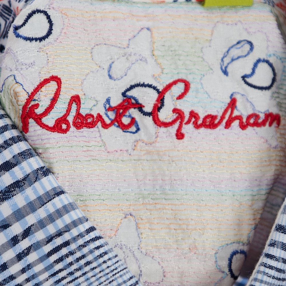 Robert Graham Blue Button Up Shirt Medium Classic Fit - Picture 7 of 10